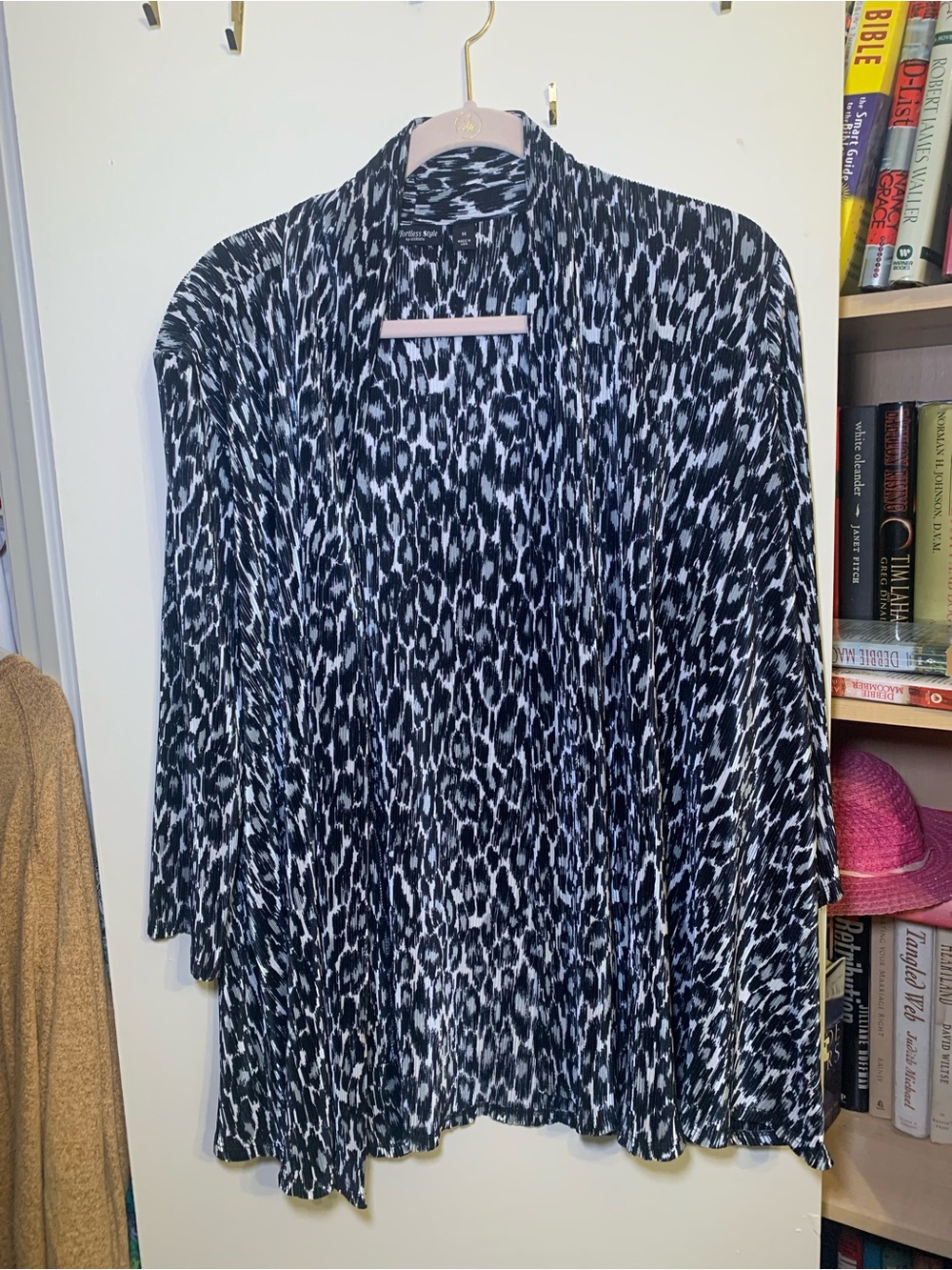 Black & White Printed Open Front Cardigan